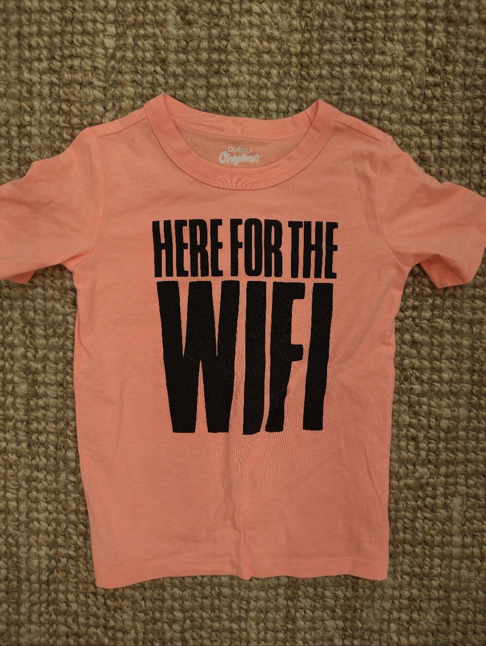 OshKosh B'gosh Coral Pink Graphic Tee with Black Text